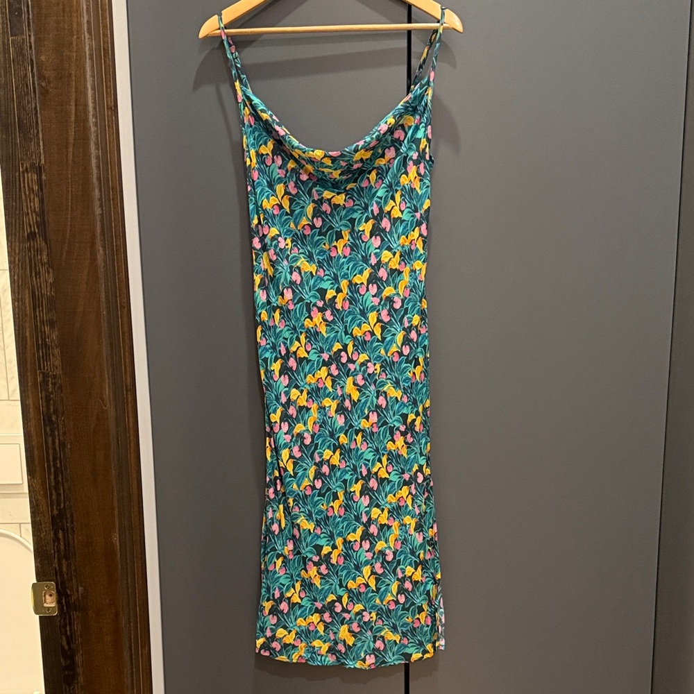 Diane Von Furstenberg x Onia Teal Slip Midi Dress